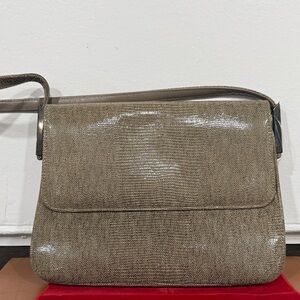 STUART WEITZMAN Brown  Snake Skin Print Shoulder Hand Bag Purse